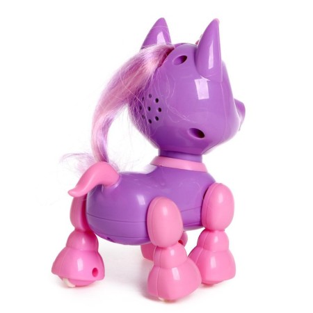 Robot Unicorn "Peteum" IQ Bot, interactive: with sound recording, reacts to pops, sound, light, batteries, purple-6