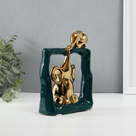Souvenir Ceramics "Eliors - Support. Square" Dark green with gold 6x13.5x17.5 cm-1