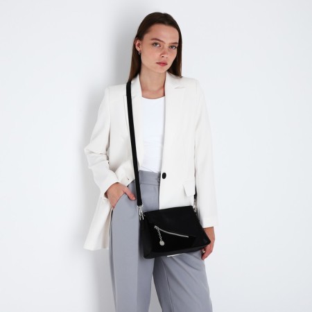 Bag Cross-Bodi with a zipper, black color-6