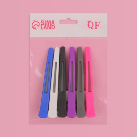 Hair clamps, with silicone tape, set - 6 pcs, 11 cm, color mix-5