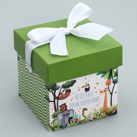Gift folding box, packaging, "animals", 10 x 10 x 10 cm-1