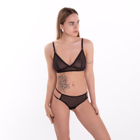 Panties women's Brazilian (mesh), black color, size 48-3