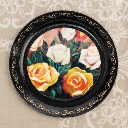 Panel-melting "Flowers", D = 18 cm, lacquer miniature, mix-9