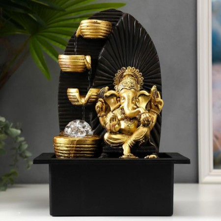 The desktop fountain from the network, the backlight "Golden Ganesh at the waterfall with bowls" 35x25x20 cm-3