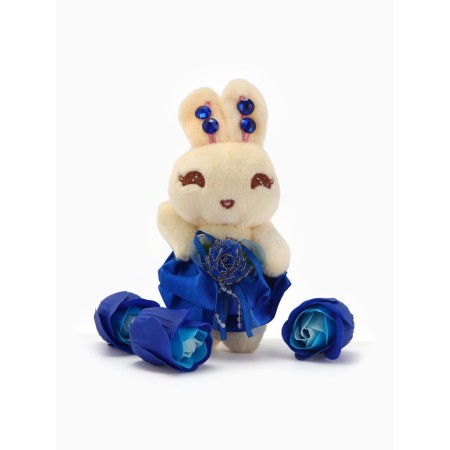 A set of soap roses in a box is 8 pieces, turquoise-white with a bunny-7
