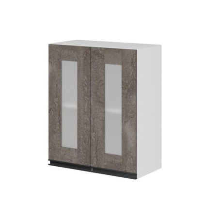 Cabinet hinged 2 doors with glass Noktyurn 600x300x720 white/dark concrete/anthracite