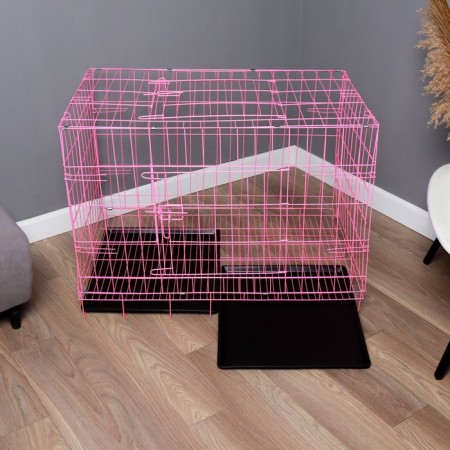 A cage with a hatch for dogs and cats, 100 x 60 x 70 cm, pink-9