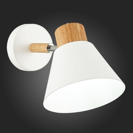 Wall lamp EVOLUCE. Sle103701-01. BUVE. 1x60 watts, E27, 16x18 cm, color light wood, white-4