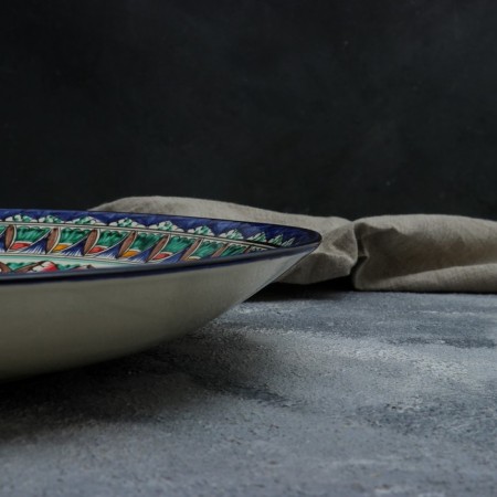 Lryagan Round Rishtan ceramics, 41cm, brown-red-blue ornament-6