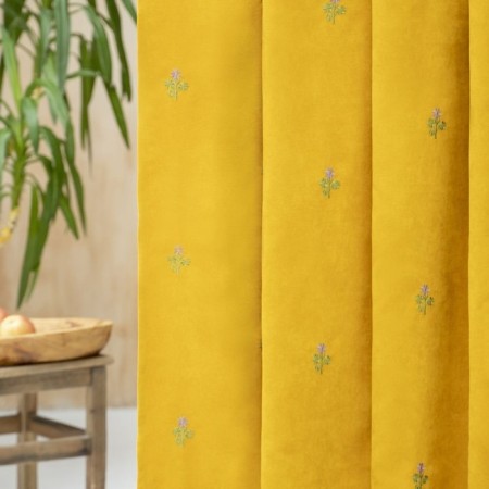 Set of curtains "Ginko", size 145x270 cm, yellow color-4