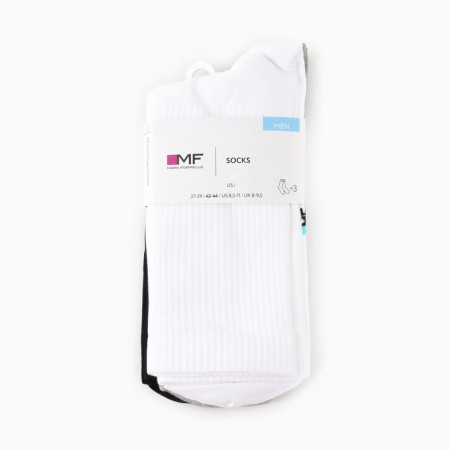 A set of men's socks (3 pairs), white/gray melange/black color, size 29-31-2