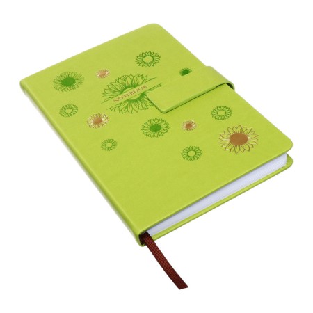 The diary is notathered, A5, 140l, cage, region, with a refrain, flowers, green-1