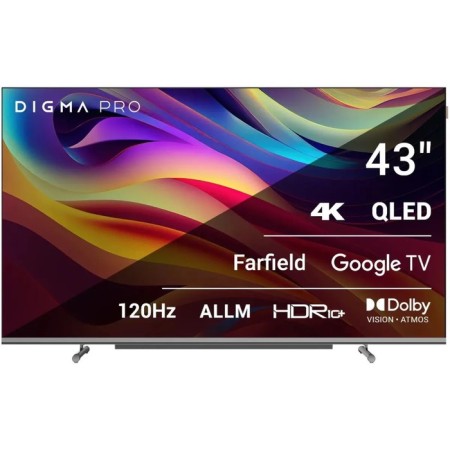 TV Digma Pro 43L, 43 ", 3840x2160, QLED, DVB-T2/C/S2, HDMI 3, USB 2, Smart TV, black