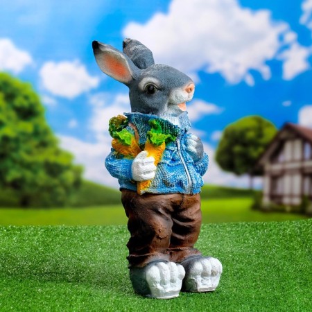 Garden figure "Bunny with carrots and backpack" 43cm