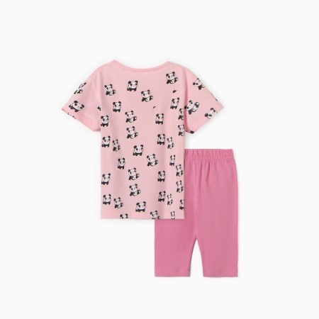 Pajamas for a girl (T -shirt/breeches), pink color, height 110 cm-3