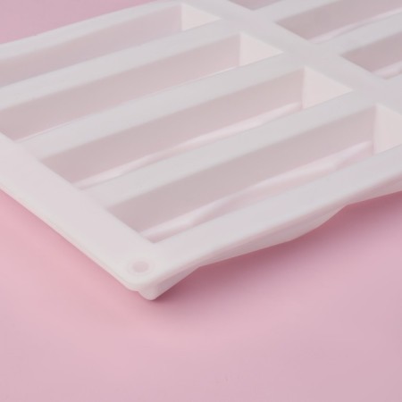 Baking uniform “Burns”, silicone, 28.5 × 16.5 × 2.3 cm, 8 cells (12 × 2.7 × 2.3 cm), white color-3
