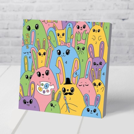 Picture on numbers for children "Bright rabbits", 15 x 15 cm-1