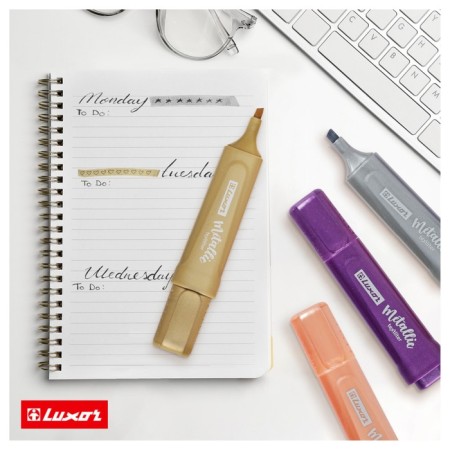 Набор текстовыделителей Luxor "Textliter Metallic" 04 цвета, 1-5мм, чехол с европодвесом.-4
