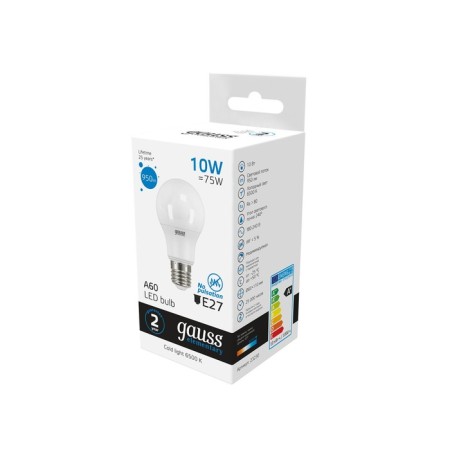 LED LED ELEMENTARY 10W A60 6500K cold. Bel. E27 950lm Gauss 23230-2