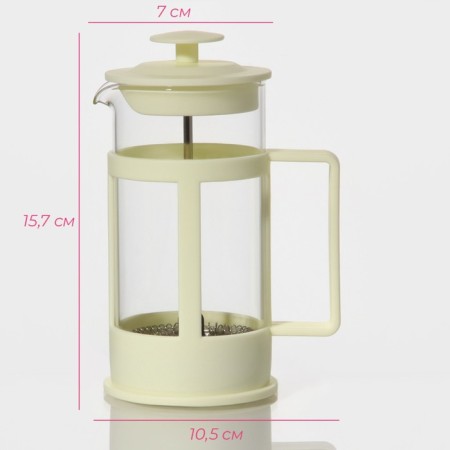 Know -hand teapot - press "Classic", 350 ml, glass, milk of milk-2