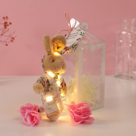 Set Gift "Bunny in the overalls" soap pink roses 5 pcs, dew 7x7x12 cm-1