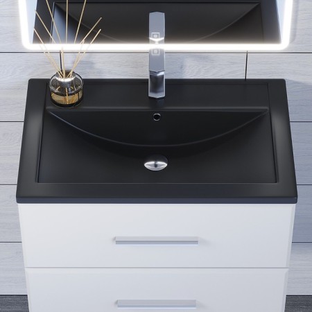 Sink uperwood Foster Quartz 70 cm, quartz, black matte, coal-1