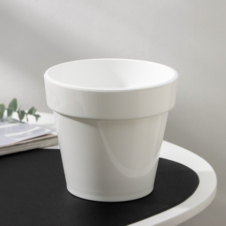 Kashpo for flowers with an insert "Porto", 1 l, white color-1
