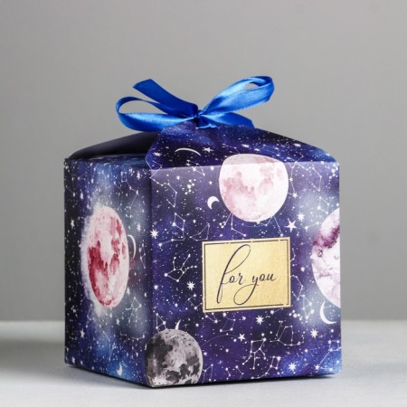 Gift folding box, packaging, "Cosmos", 12 x 12 x 12 cm