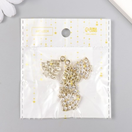 Decor for creativity metal, rhinestones "Christmas tree" gold 2.2x2 cm-5