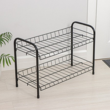Various shoes, 2 tiers, 66 × 28 × 44 cm, black color-2