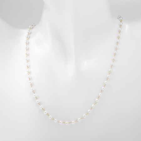 Beads with pearls "Olympia" trio, color gold, 45cm