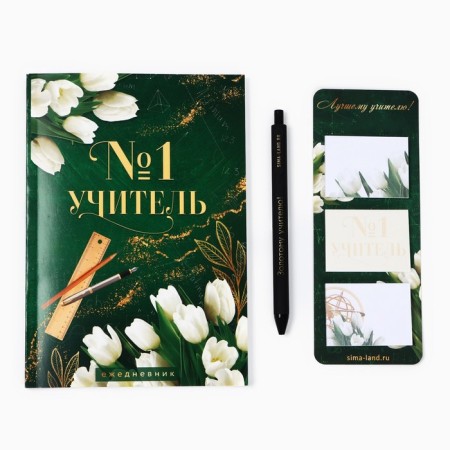 Gift set to the "beloved teacher": A5 diary, 80l, stickers and pen-1
