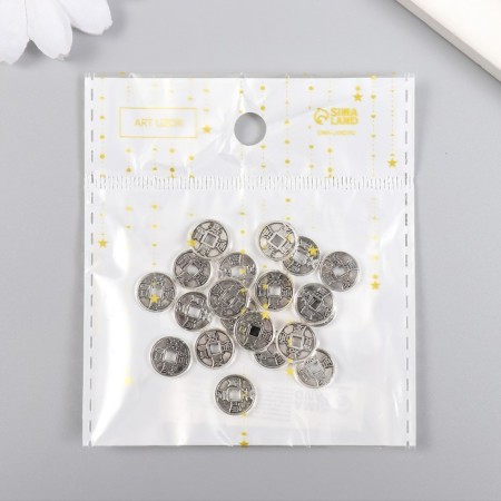 Decor for creativity Metal "Chinese Coin" silver 1x1 cm-3