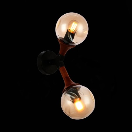 Wall lamp EVOLUCE. Sle109401-01. Raquel. 2x60 watts, E27, 13x41 cm, black color, dark tree-2
