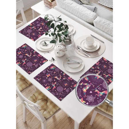 A set of napkins for setting the New Year Deer table, rectangular, size 32x46 cm, 4 pcs-1