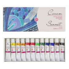 Acrylic paint in a tube, set of 12 colors x 10 ml, ZHK 