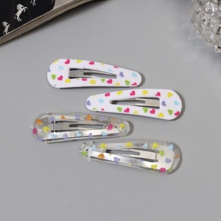 Invisible hair "Gloria", set 4 pcs., Hearts, 5 cm