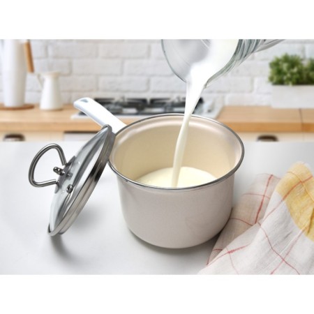 Bucket with a lid, pearl color, d = 16-7