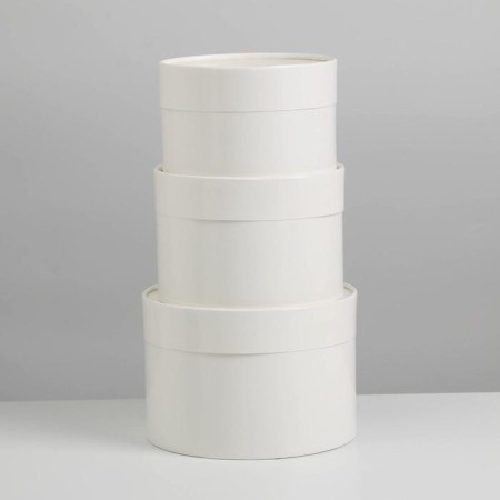 Set of hats 3 in 1 white, gift packaging, 16 x 10, 14 x 9, 13 x 8.5 cm-2