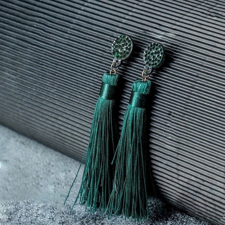 Earrings "Brushes" harmony, emerald color, l brush 8.5 cm-5