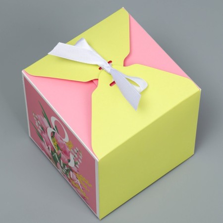 Gift folding box, packaging, “March 8”, 12 x 12 x 12 cm-3