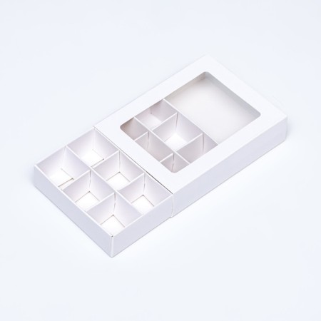 Box for sweets 12 pieces, 11.5 x 8.7 x 2.5 thin separators, white-2