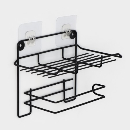 A holder for toilet paper with a shelf, 19 × 10 × 14.5 cm, black color-3