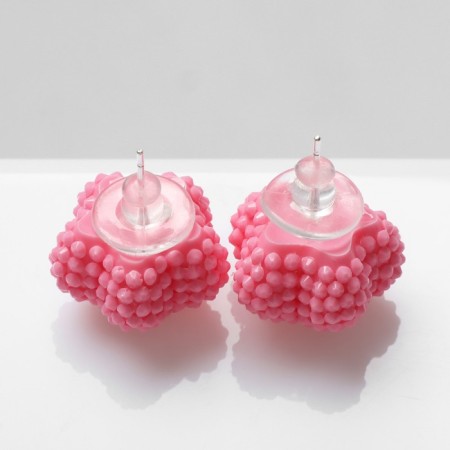 Earrings plastic "Caramel" star, pink color-1