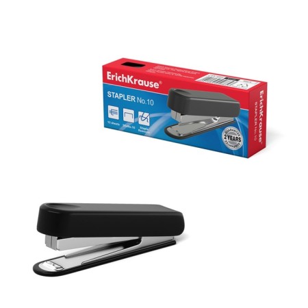 Stapler Erichkrause No. 10, up to 15 sheets, built -in anti -stepler, black