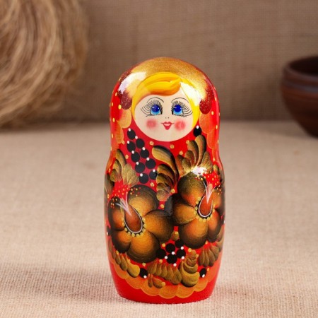 The nesting doll "Golden flowers", a red dress, 10 puppet. 26 cm-2
