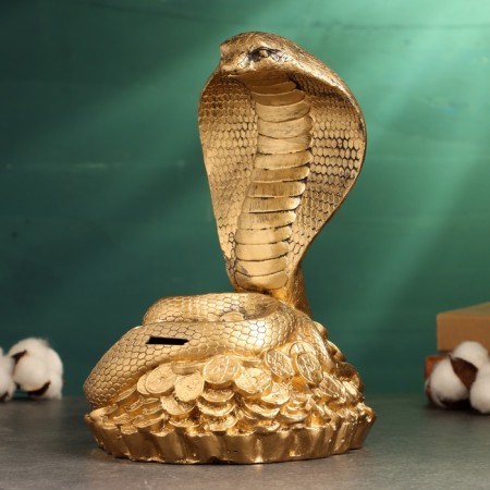 Piggy bank "Cobra on money" gold 25x18x20cm-1
