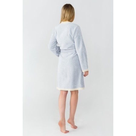 Terry dressing gown with lace "Ethel" female, size 40-42 Light gray-2