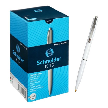 Handle Automatic Schneider K15, blue ink, 1.0mm node, white matte case, under the logo