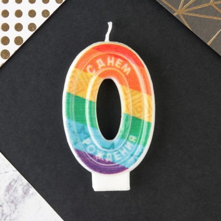 A candle for a cake, a number with color application 0 "Happy Birthday".-2